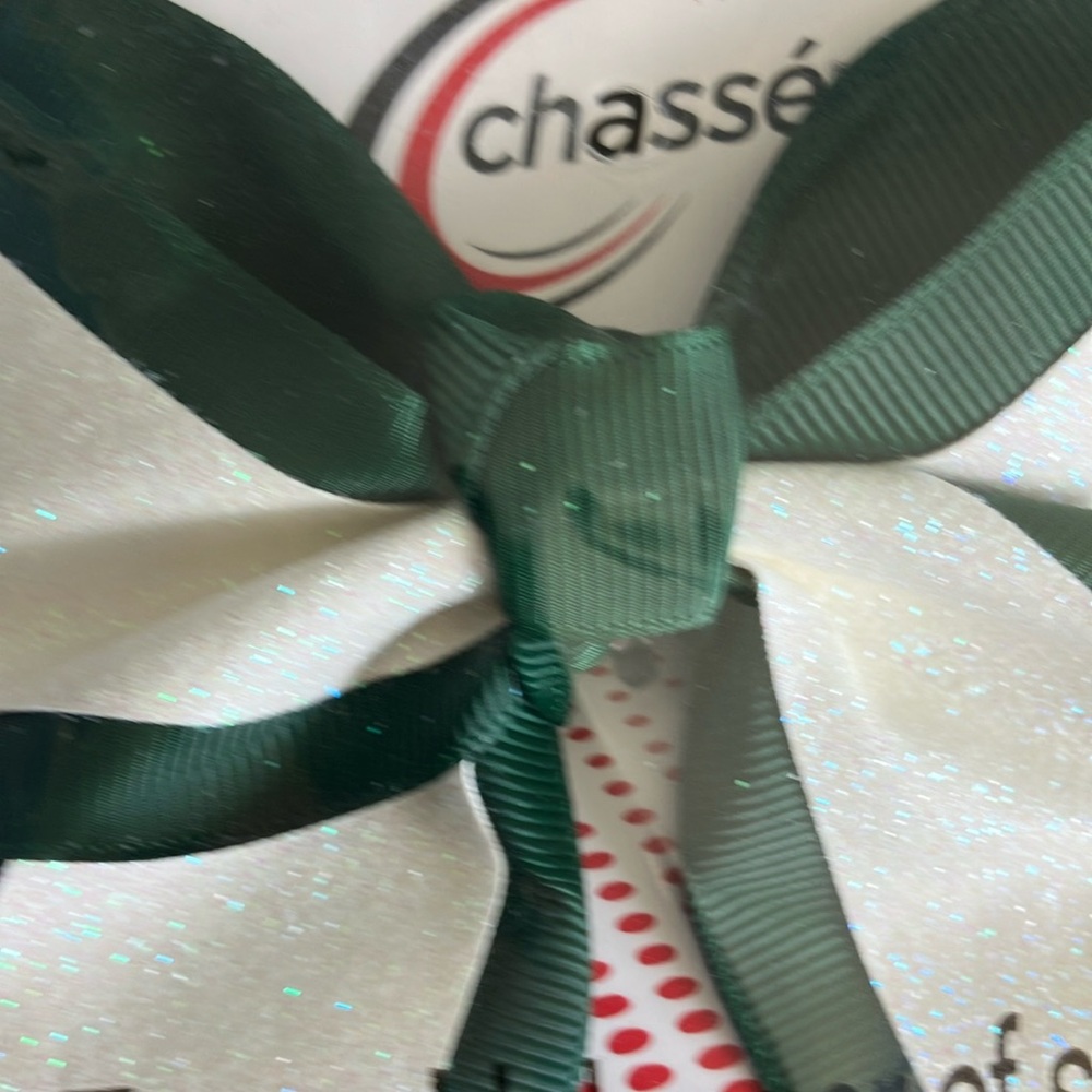 Green and White Hair Bow - Picture 3 of 3